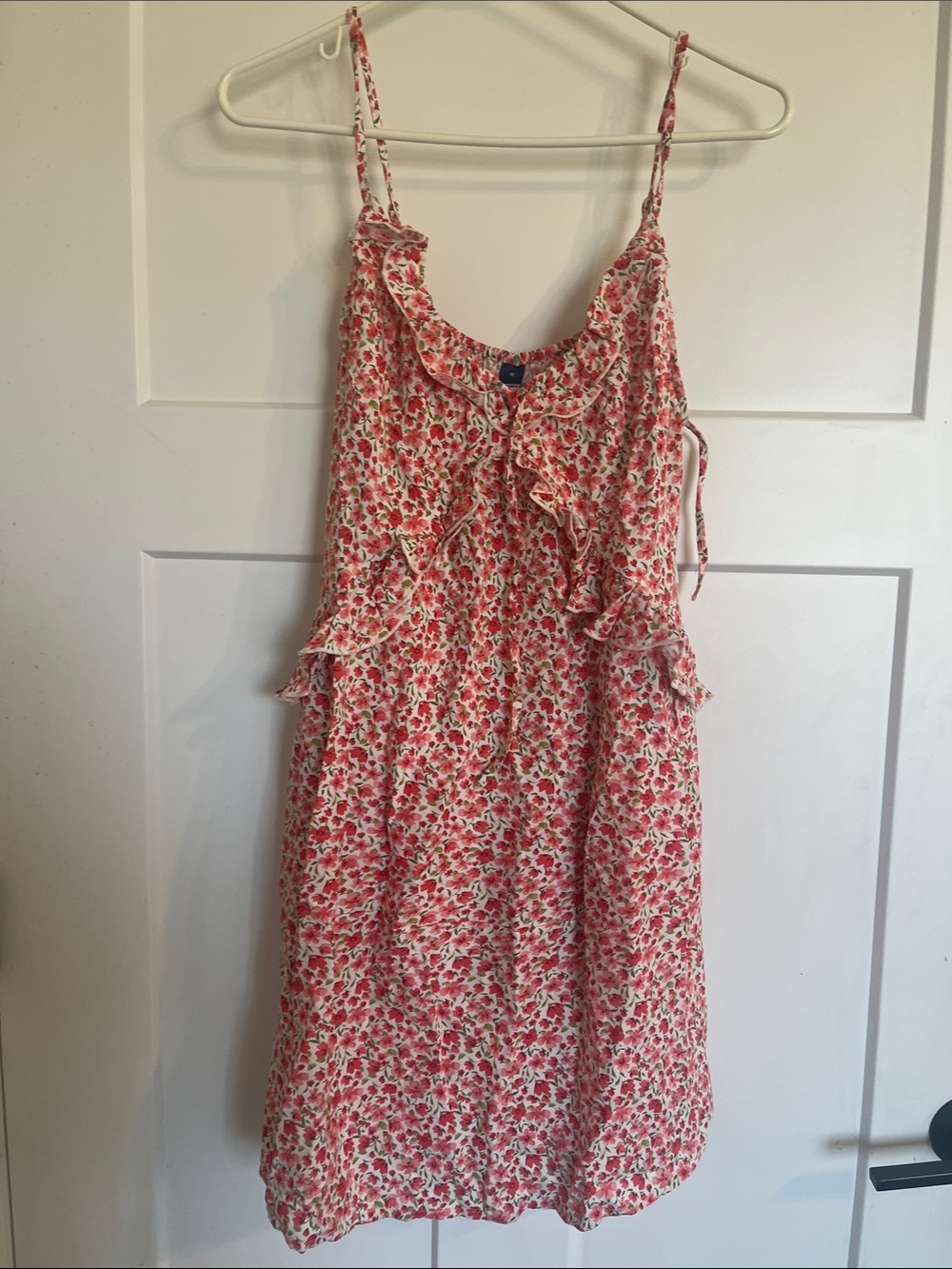 Old Navy Pink Floral Ruffle Sundress with Spaghetti Straps